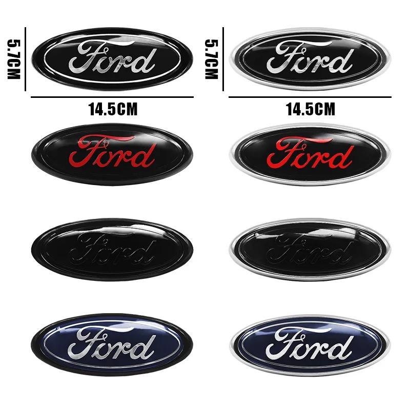 147mmx57mm Car Front Logo Rear Trunk Logo Center Logo Sticker For Ford Fiesta Mondeo Focus Fusion Escape Shelby Edge Accessories