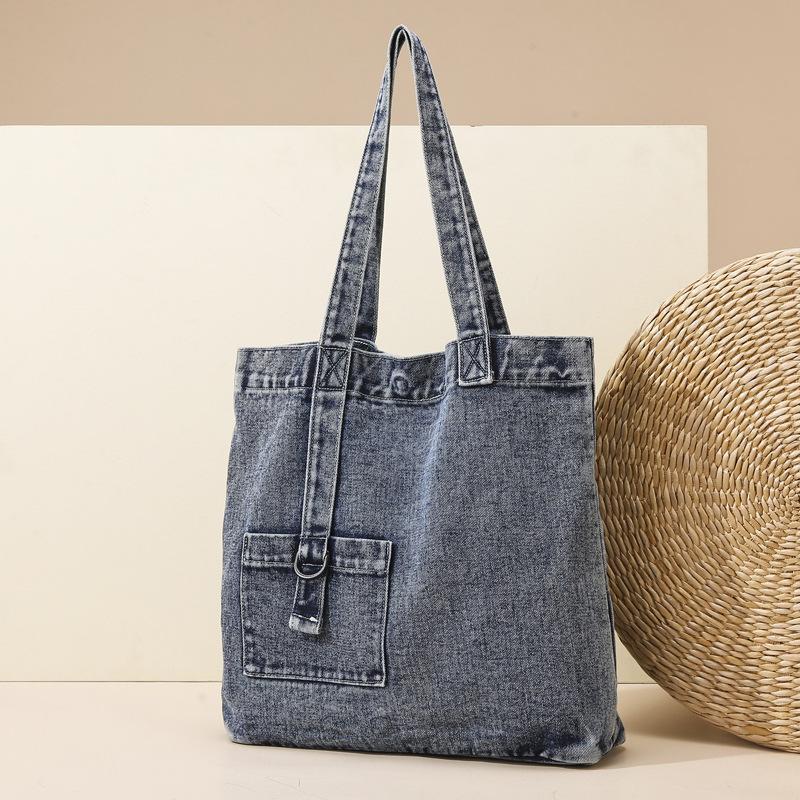 Laid-back Retro Denim Single-shoulder Bag Women's Casual Commuting Tote Bag Large-capacity Travel