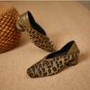 Mocassins de Luxo Estampa Leopardo Cabelo de Cavalo Mulher Elegante Bico Fino Bombas Ferradura Design de Marca Feminina Noite Veludo Salto Sapatos