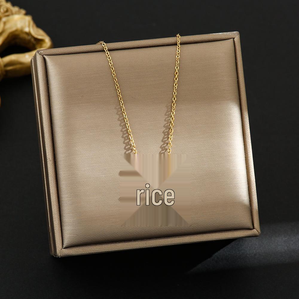Elegant Korean Micro-Inlaid Titanium Necklace - Luxurious Women's Clavicle Chain, Non-Fading, Unique Minority Design.