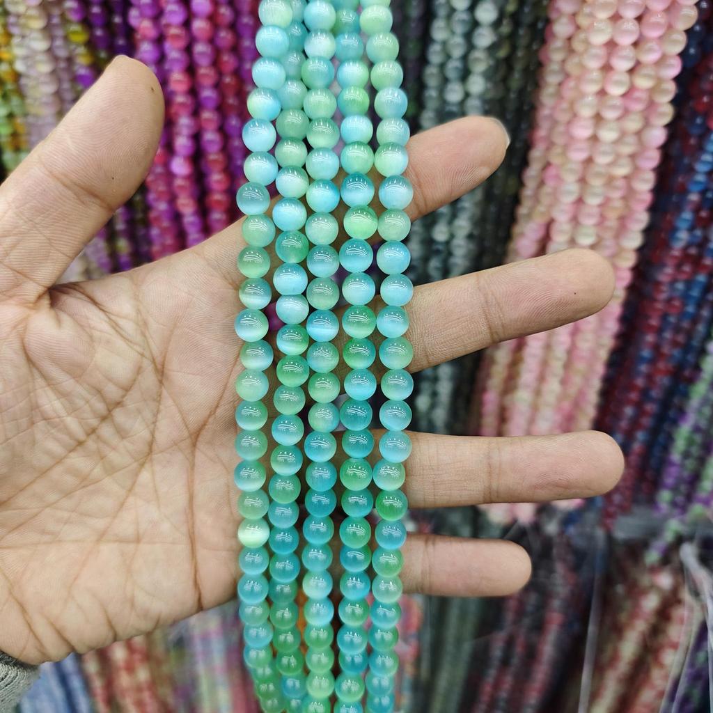 8mm Cat's Eye Stone Beads: Single, Double, Triple-Color, DIY Jewelry Round Beads