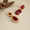 Vintage Gemstones Resin Dangle Earrings Resin Alloy Elegant Geometric Earrings Irregular Shape Sweet Piercing Earrings