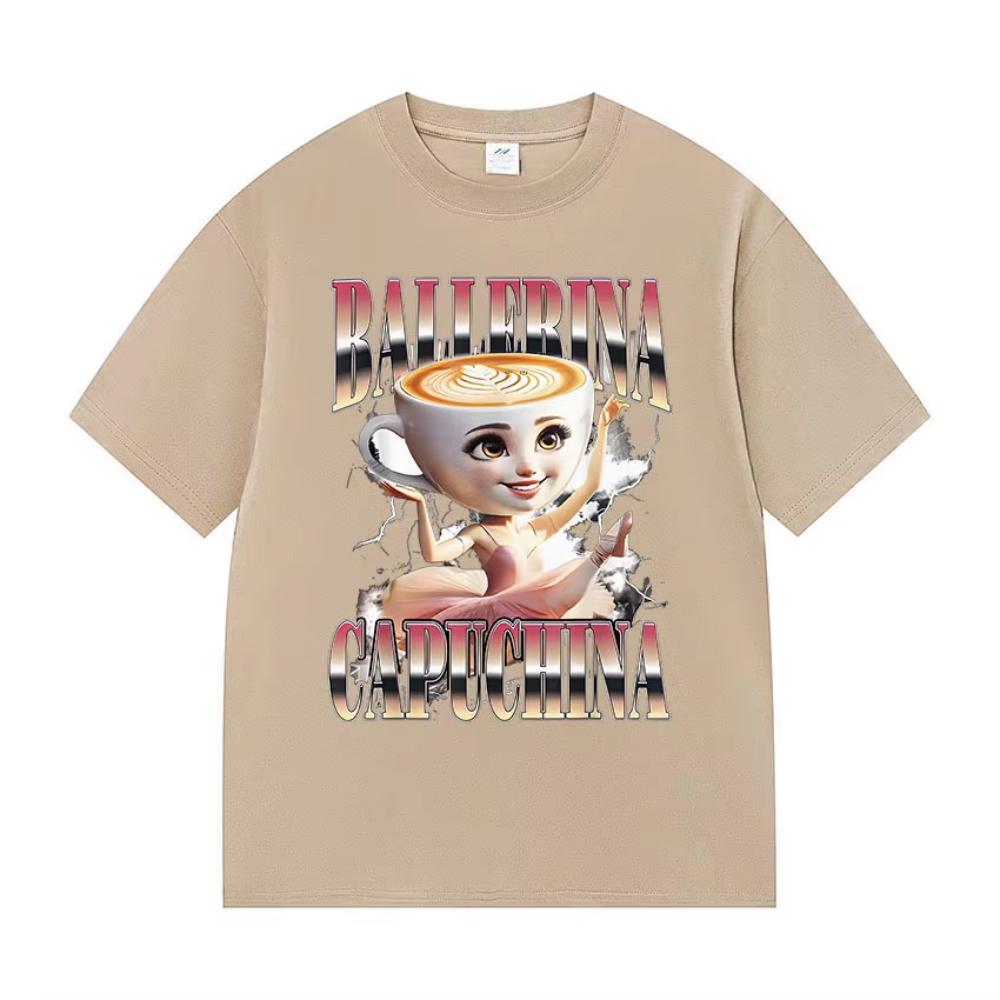 Italian Brainrot Ballerina Capuchina Funny Meme T-Shirt Men Women Fashion Harajuku T-Shirts Summer Hot Sale Cotton Male T Shirts