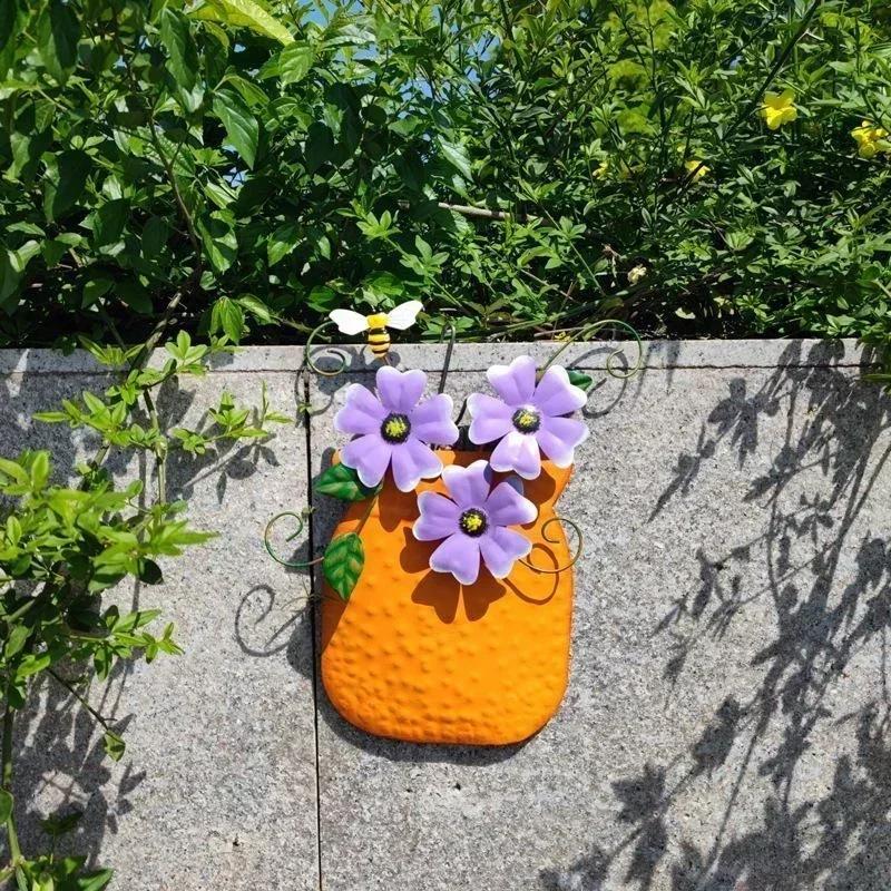 

2025 Vases Wall Decor Home Balcony Villa Entrance for Flowers Room Accessories Garden Fashion Decoration Creative Painted Iron оранжевый