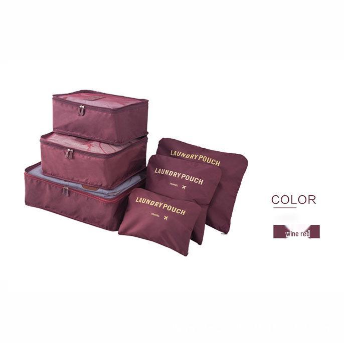 Korean Style Travel Bag Set - 6-Piece Oxford Cloth Organizer for Clothes, Underwear, and Shoes