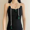 Glass pearl fringed wheat ear necklace retro national style long small fragrant style multi-purpose beaded waist chain accessories