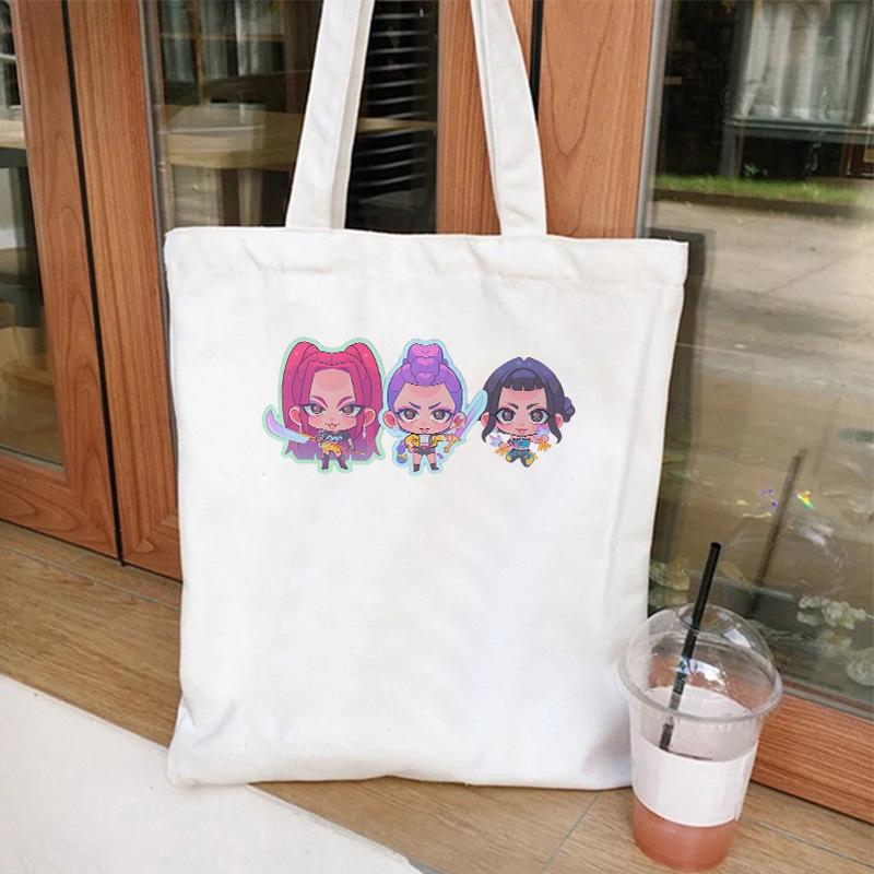 KPOP Demon Hunter Grup de Fete Imprimeu Carte de Student Geantă de Umăr Canvas Geantă de Mână pentru Cumpărături