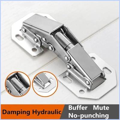 1PC 90 Degree Cabinet Hinges No-Drilling HoleHydraulic Buffer Hinge Kitchen Cabinet Cupboard Hinges Furniture Hardware