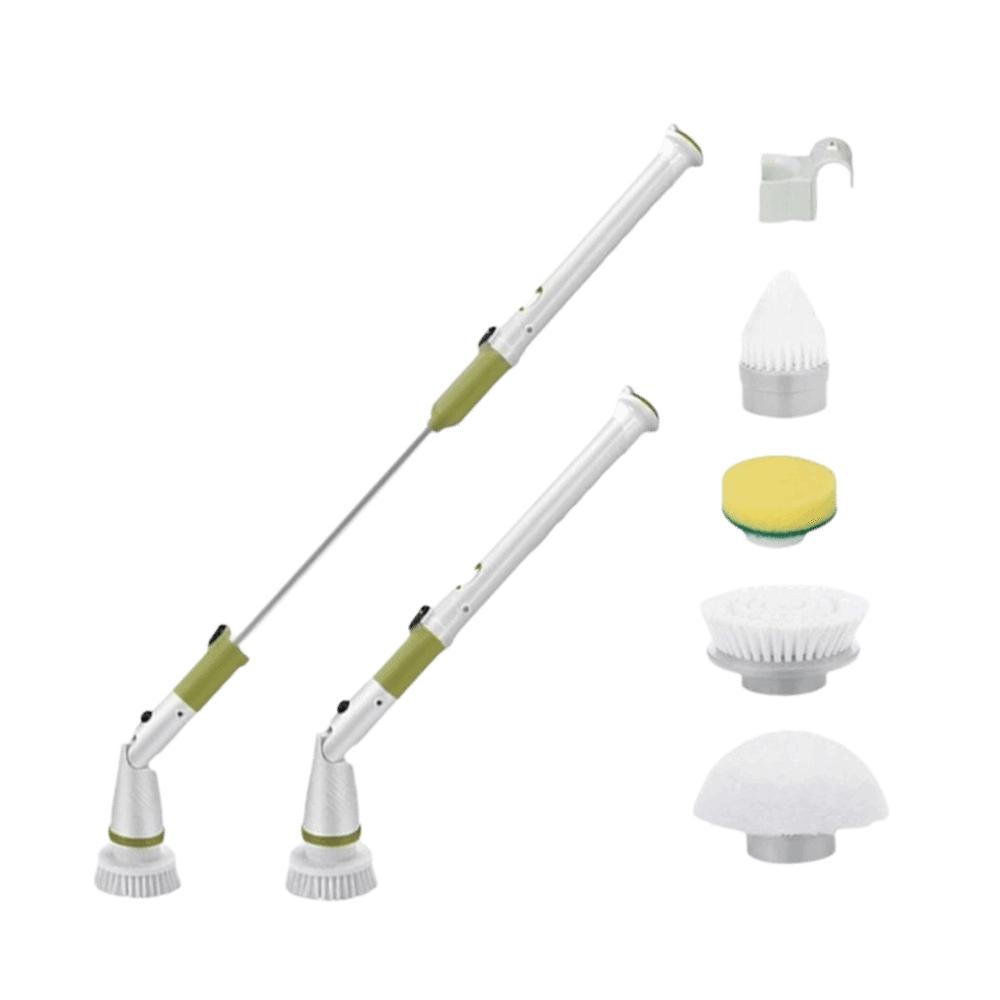 5 Replacement Heads Electric Cleaning Brush Long Handle Shower Scrubber Bathtub Cleaning