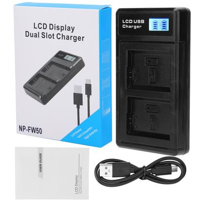 LCD-Anzeigebildschirm Lithium-Batterie Doppelladegerät USB-Ladestation für NPFW50