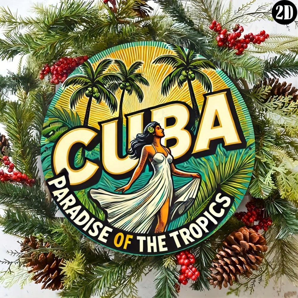 1pc Vintage Tropical Paradise Metal Wall Art 8x8 Inches Aluminum Sign For Home Kitchen Garden Bar Office Hotel Decor Easy To Hang