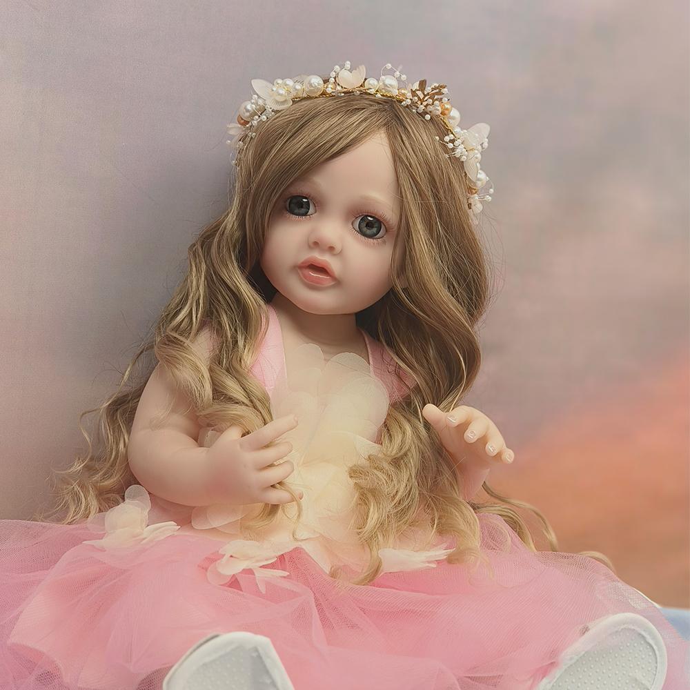 

55 см Красивая Мягкая Кукла Реборн Реалистичная Мини Кукла Реборн Ребенок с Волосами Кукла Сущность для Девочки Малыша Подарок на День Рождения 55cm