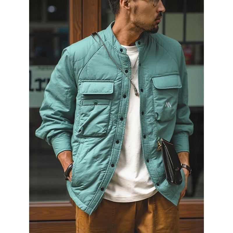 Outdoor Mountain-Style Functional Stand-Collar Padded Work Shirt Jacket for Men, Winter Cotton-Padded Jacket, Foreign Trade Men's Cotton Clothing