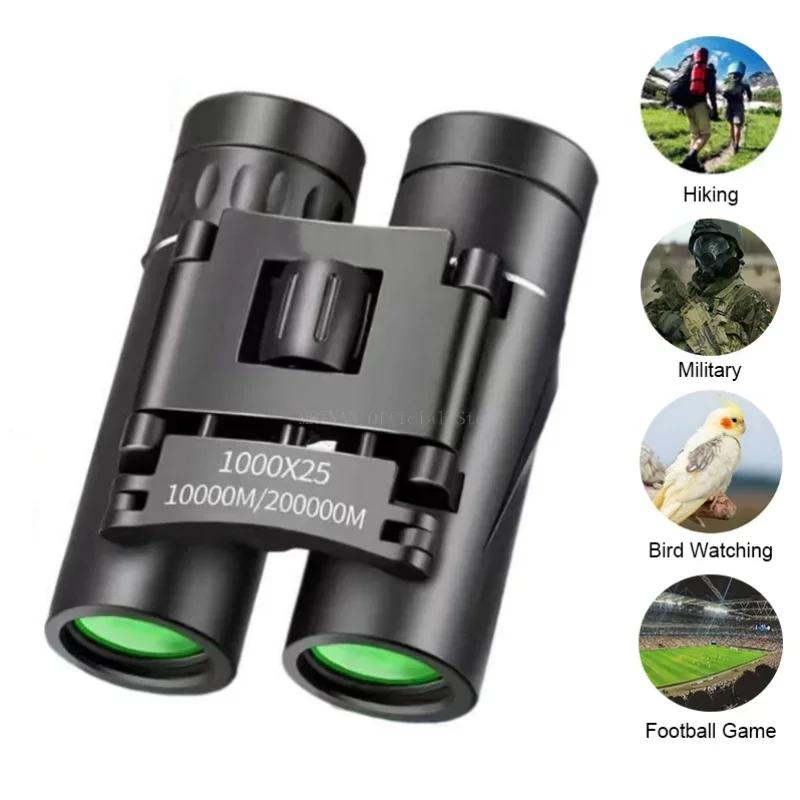 1000x25 HD Binoculars Long Range Folding Mini Telescope with BAK4 FMC Optics for Hunting Sports Outdoor Camping Travel