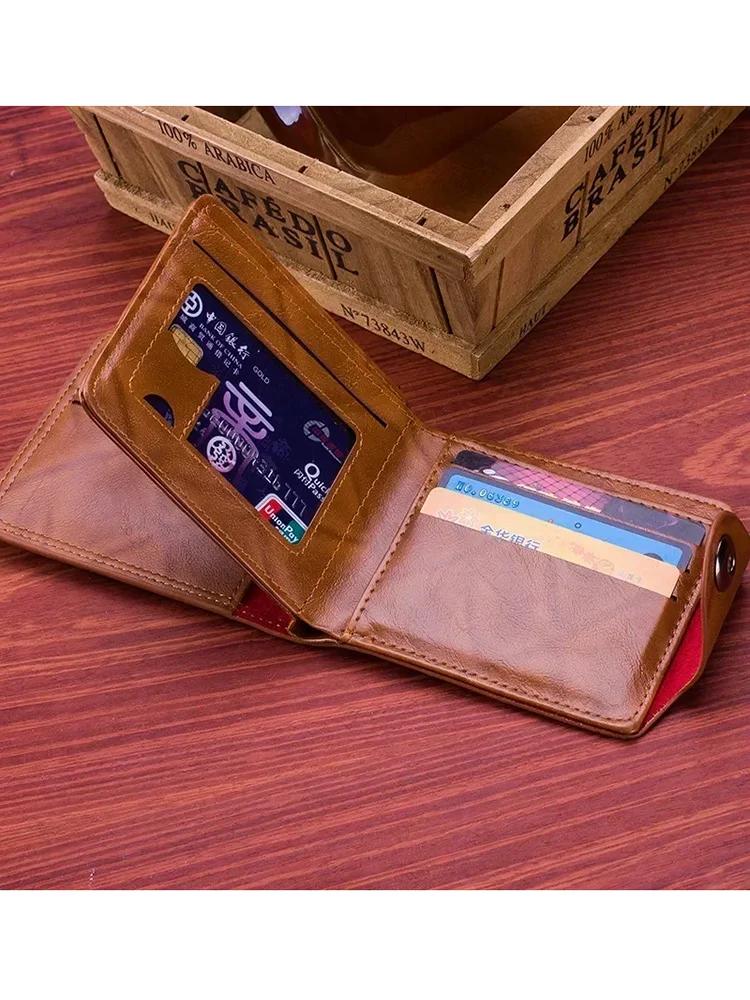Men's Leather Wallet with Dollar Bill Print - Zipper Card Holder & Coin Pocket, Vintage Style Bifold Purse for Cash and Cards