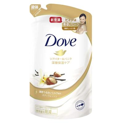 Dove Body Wash Mydło do ciała Masło shea Wanilia Opakowanie uzupełniające 340 g Mydło do ciała Delikatnie kojący zapach masła shea i wanilii oraz słodki, (zawiera zapach).