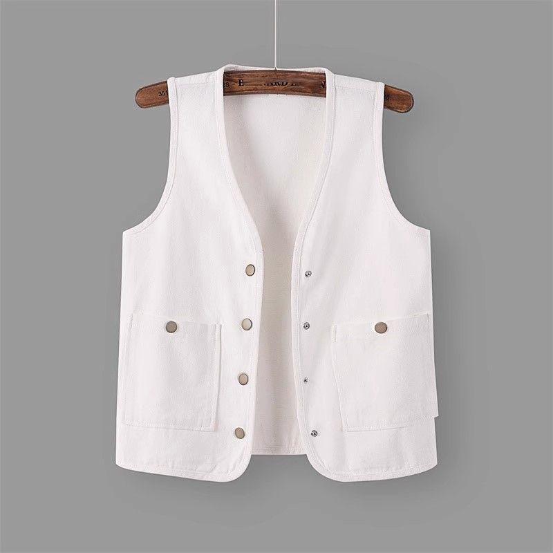 Fashion Denim Vest Female Streetwear V Neck Women Vest Summer Large Size Waistcoat Jeans Tops Sleevless Jacket Chaleco Mujer
