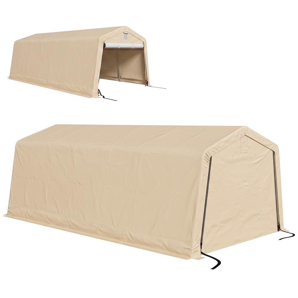 Garage Tent Carport Dim. 6.2L X 3.3W X 2.4H M Robust Galvanized Steel High-density PE 150 G/m² Waterproof anti-UV