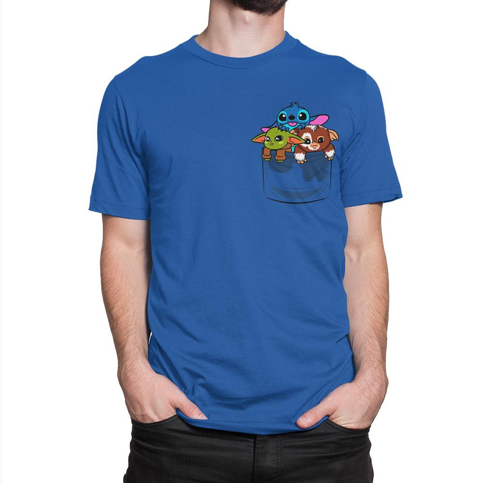 Yoda Stitch Gizmo In a Pocket T-Shirt, Men s and Women s Sizes Tee 3XL