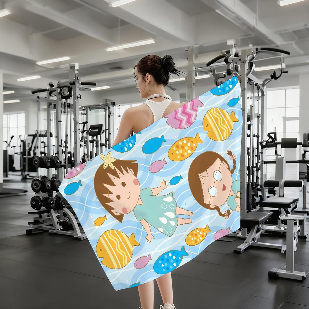 Cartoon C-Chibi Maruko-chan Cute Towel Shower Sauna Travel Spa Quick Dry Gym Accessories Soft Large Beach Towels