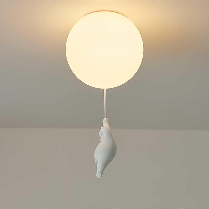 Modern Bear Ceiling Lights, Creative Balloon Decorative Chandelier, Cartoon LED Ceiling Lamps, Polar Bear Pendant Lamp for Kids Rooms (Large)