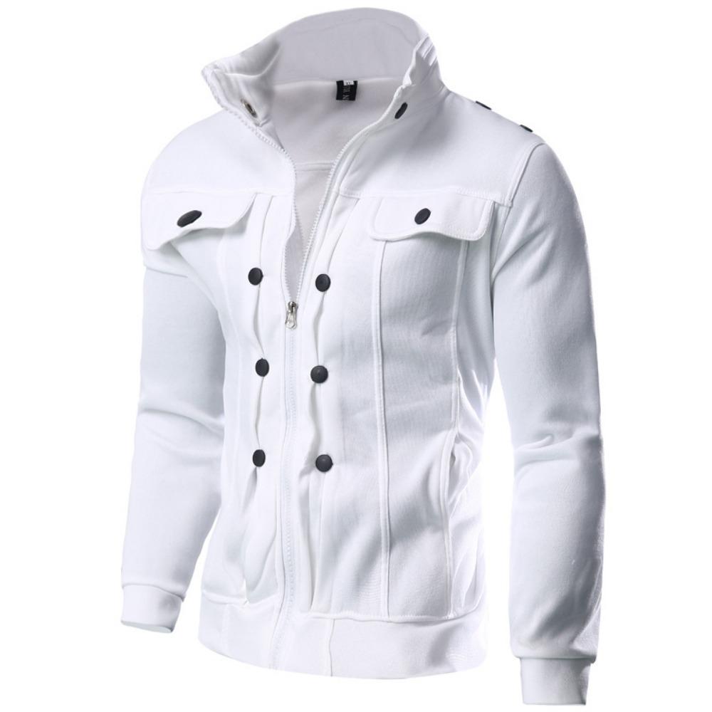 Men's Solid-Color Stand-Collar Sweatshirt for Spring/Fall Youth-Style Design, Long-Sleeve Slim Fit Oversized Top