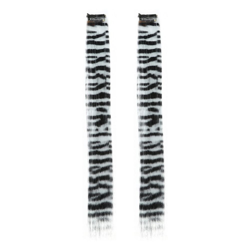 2Pcs Rainbow Long Straight Hairpiece Seamless Hanging Ear-dye Wig Feather Hair Extensions  Women
