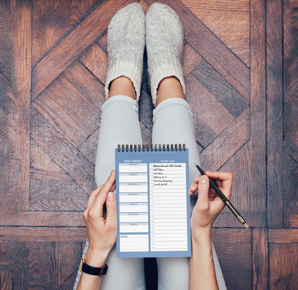 Inkdotpot To Do List Notepad – 6” X 9” Paper Stationery, Weekly To Do List - Blue Spiral Notepad Daily Checklist-(50 Sheets)