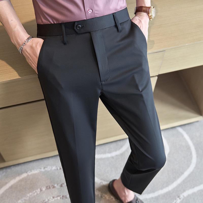 Douyin Hot-selling Model, Summer New Thin Casual Pants, High Elasticity and Ice-cool Men's Versatile Nine-point Pants Men's
