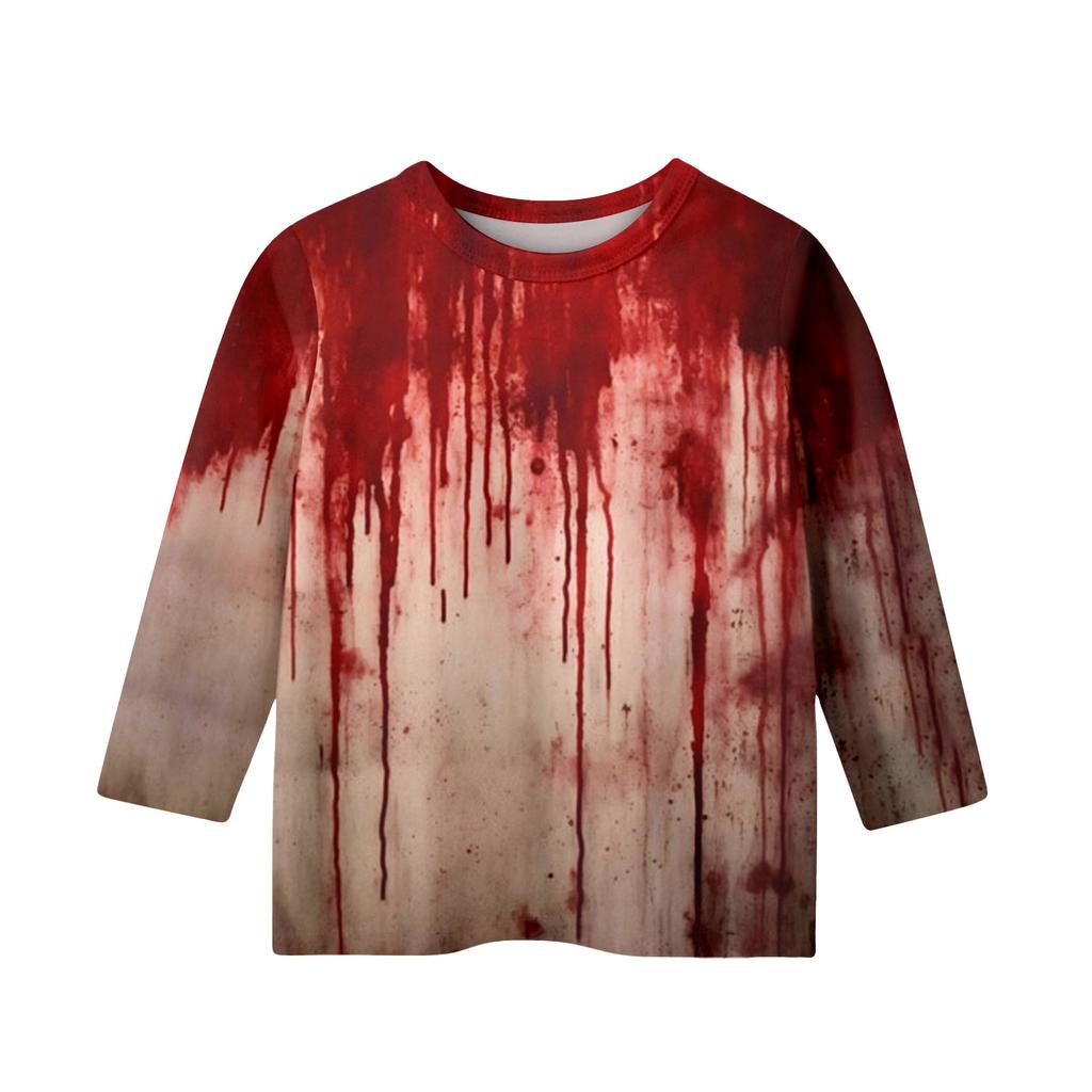 Kinder 3/4-Ärmel Rundhals Oberteil Halloween-Print Alltags-Freizeit-Oberteil