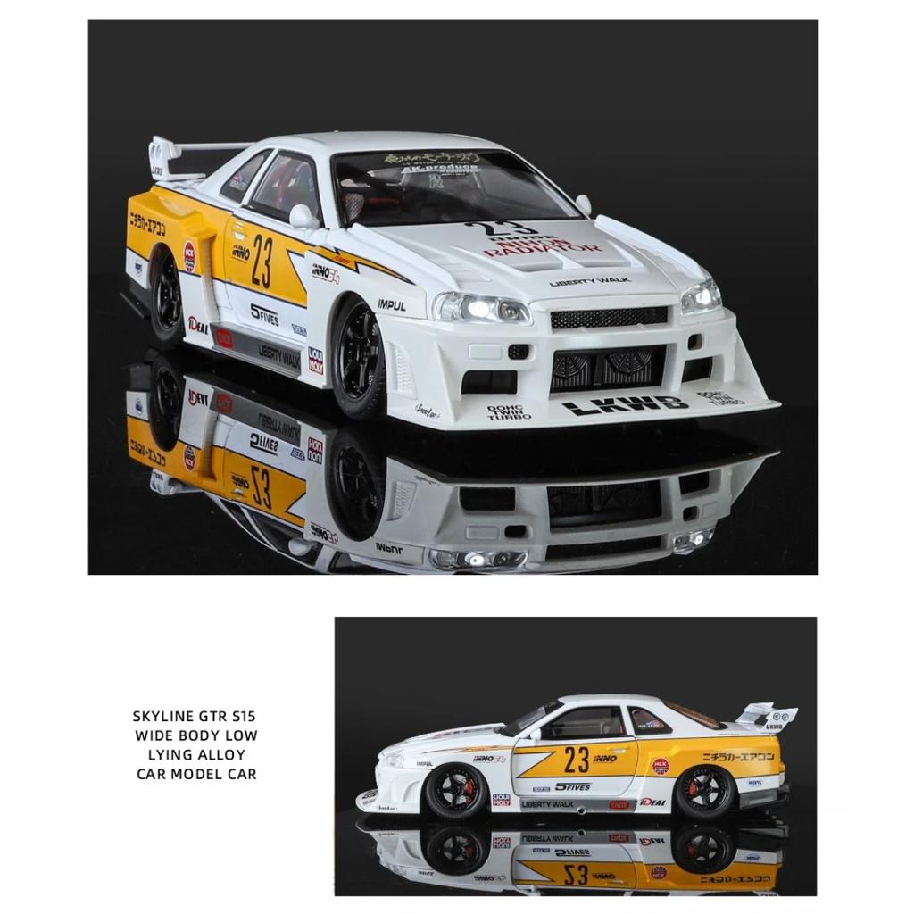 1/24 Scale Nissan GTR Skyline Alloy Car Model W/Authentic Sound Effects - Premium Toy for Kids and Collectors, Fast Furious Inspired