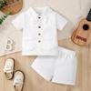 Mode Été 2 Pièces Bébé Garçon Tenue Formelle Manches Courtes Chemise+Short Ensemble Avec Cravate Ensemble Maternelle Pour 0-2 Ans Nouveau-nés