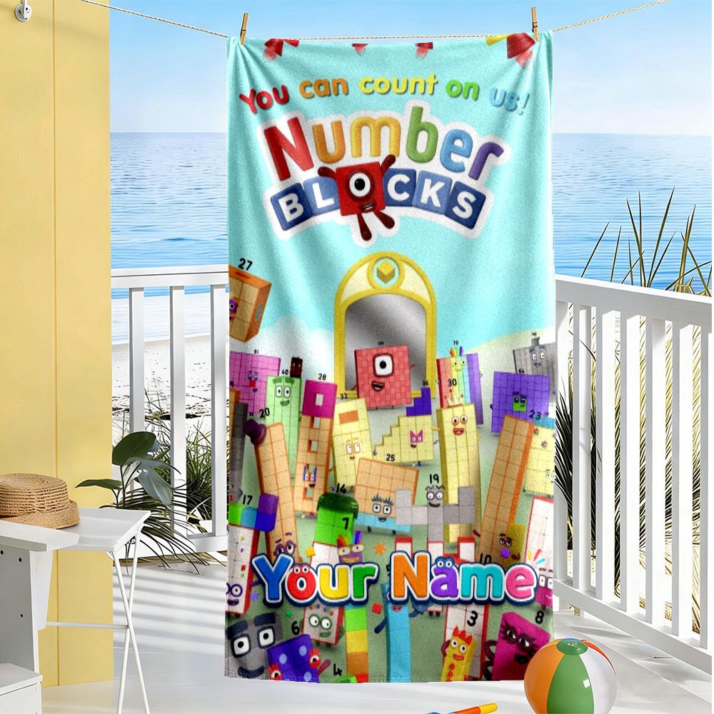 Numberblocks Customizable Name Beach Towel Quick-Dry Soft Microfiber Ideal for Travel Outdoor Swim Pool Yoga Surf Camping Hiking Gym Gift Holiday