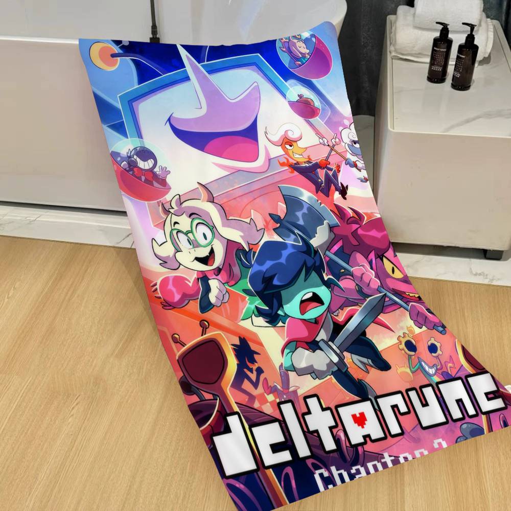 Game Deltarunes Anime Beach Swimming Towel Soft Absorbent Washcloth Children's Gifts for Kids Travel Camping Gym