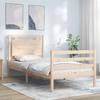 Vidaxl Bed Frame with Headboard, 100X200 Cm, Solid Wood