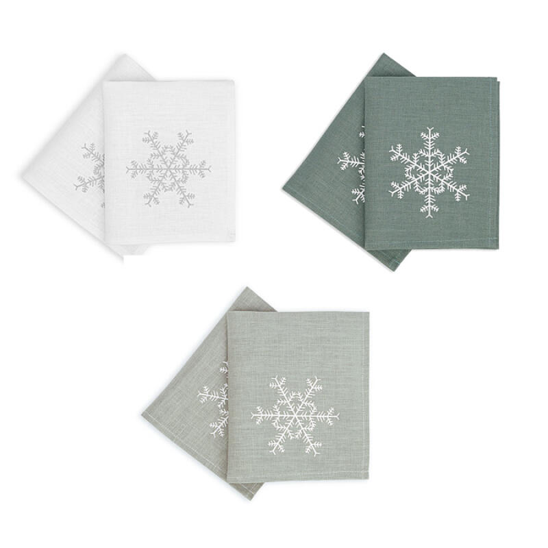 Snowflake Linen Napkins (2P) white