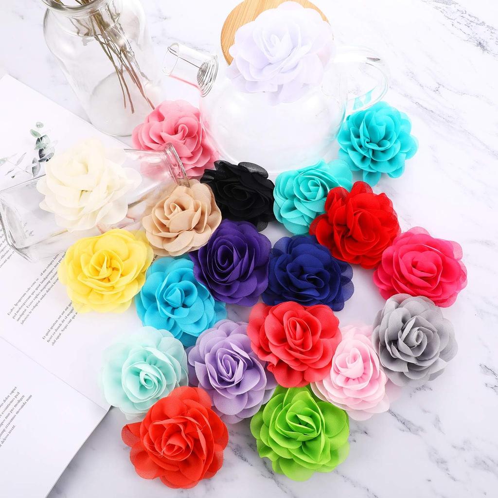 Leinuosen 20 Pcs Dog Flowers Collar Pet Adjustable Dog Large Flowers Bow Tie Multi Color Floral Collar Charms for Small Medium Big Female Cat Puppy