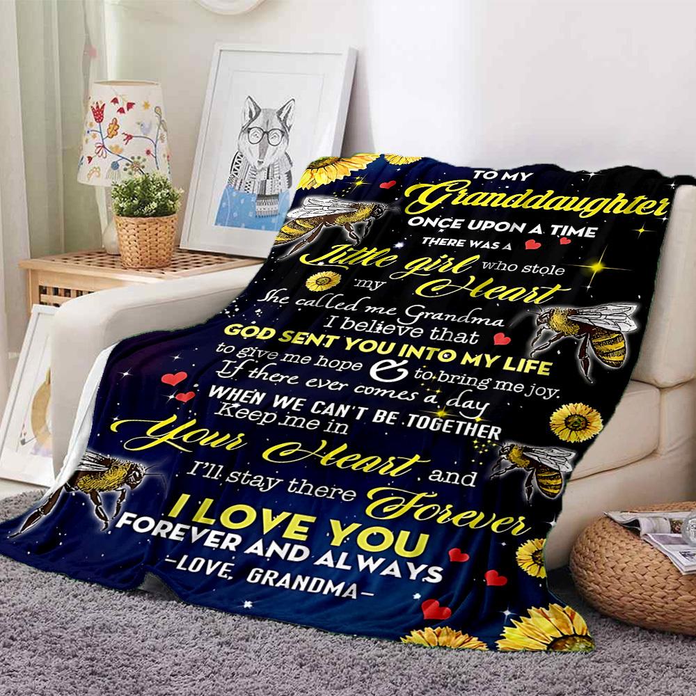1pc Letter To Granddaughter Pattern Soft & Warm Polyester Knit Blanket, Digital Printed, All-Season Throw for Napping, Traveling, Sofa yy250906047