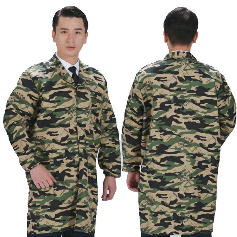 Unisex Dustproof Blue Workwear Robe with Printing & Embroidery