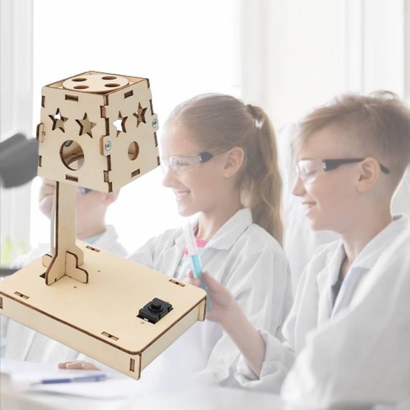 Aanpasbare houten doe-het-zelf tafellamp met lichtregeling voor kinderen - wetenschappelijk experimentpakket