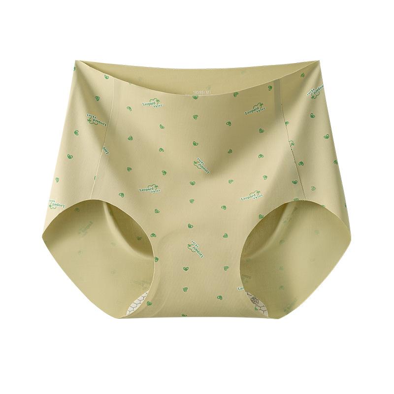 Ladies Spring and Autumn New Print Camellia 10A Antibacterial Crotch Peach Hip No Trace Briefs