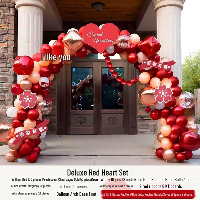 Rose Red Balloon Arch for Weddings, Birthdays, and Events