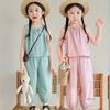 2pc Summer New Children's Vest Tops and Shorts Set Baby Girls' Candy-Colored Sports Casual Two-Piece Set