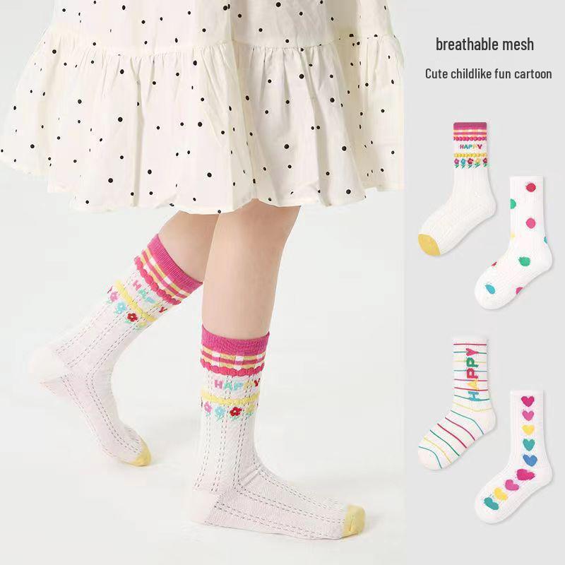 Calcetines Rosas de Princesa para Niñas: Diseño de Conejo de Encaje Otoño e Invierno