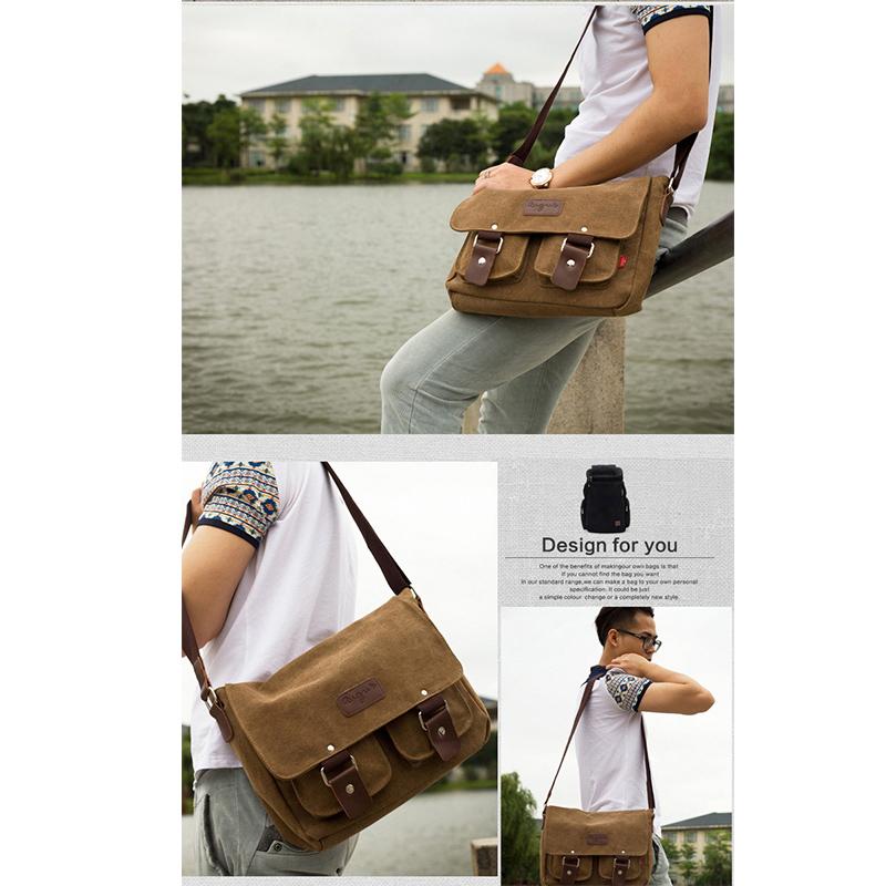 Neue Mode Dicke Wachsleinwand Herren Schultertasche Messenger Bag Herren Umhängetasche Vintage Männlich Freizeit Sling Bag Lässig Junge