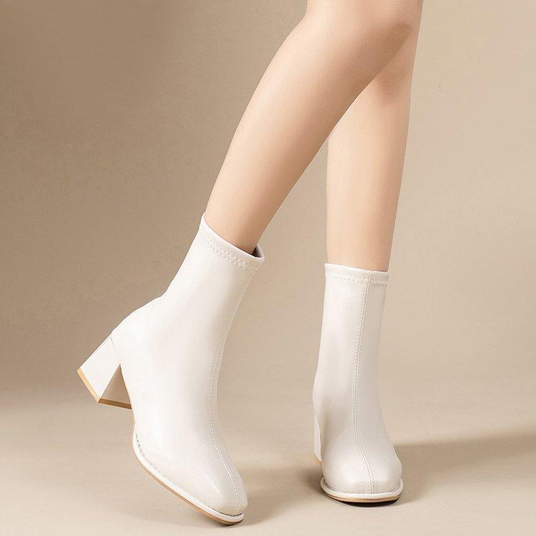 Fashion Elastic Socks Boots Women's Ankle Boots Women's Thick Heel Square Toe Retro Short Boots New Women's Shoes Botas Mujer