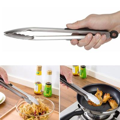New 1Pcs Kitchen Tongs 25cm Stainless Steel Locking Kitchen Tongs