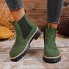 Fashion Women's Round-Toe Low-Top Boots Large-Sized Sleeve Fashion Short Boot for Spring And Autumn