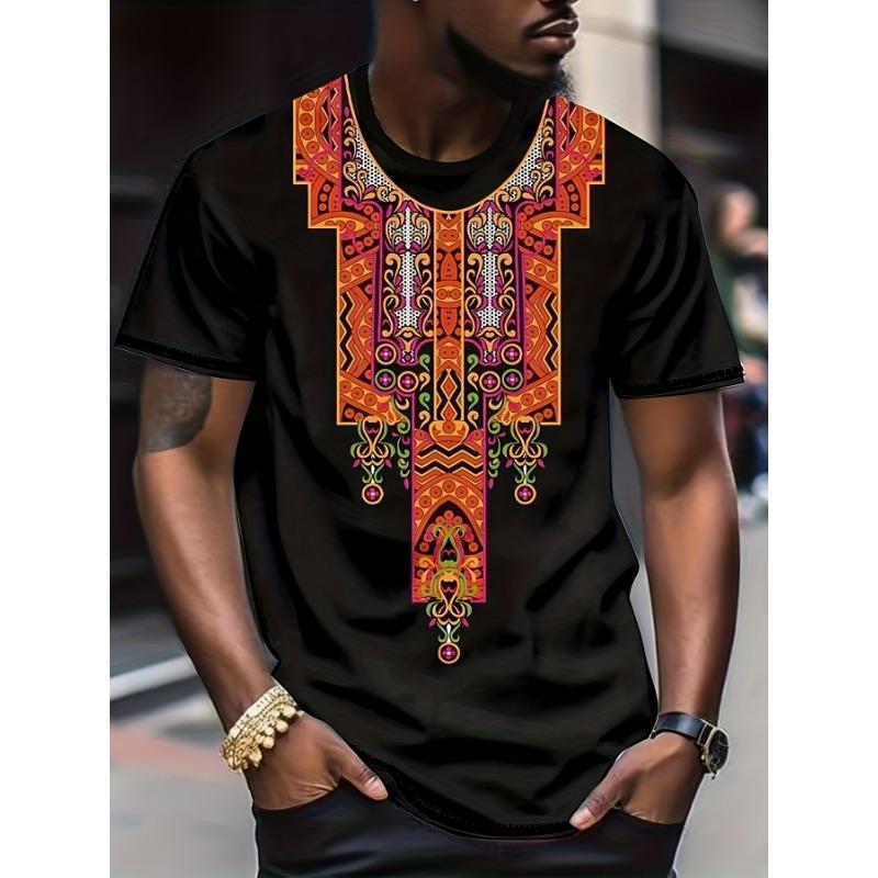 Men's T-Shirts Plus Size Ethnic Style Pattern Graphic Print T-Shirt Summer Short Sleeve Tshirt Oversized Casual T Shirts for Men