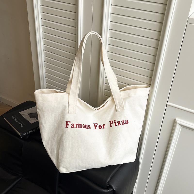 Niche red canvas bag new casual letter printing canvas shoulder bag large capacity student bag